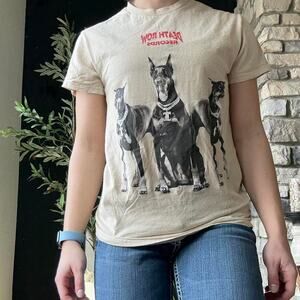 Death row records cream tee with doberman grunge graphic design size small